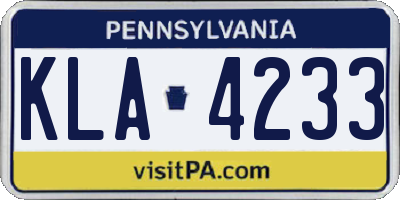 PA license plate KLA4233