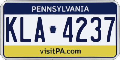 PA license plate KLA4237