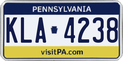 PA license plate KLA4238