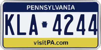 PA license plate KLA4244