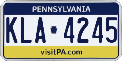PA license plate KLA4245