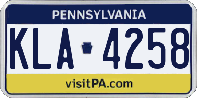 PA license plate KLA4258