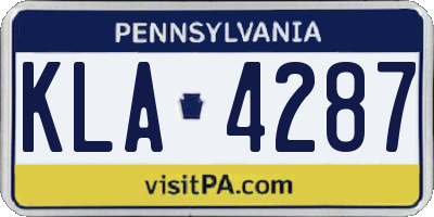 PA license plate KLA4287