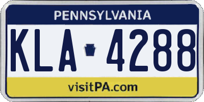 PA license plate KLA4288