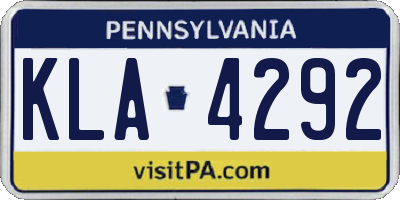 PA license plate KLA4292