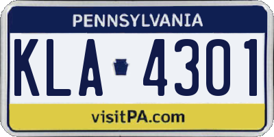 PA license plate KLA4301