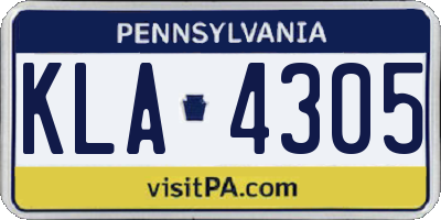 PA license plate KLA4305