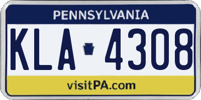 PA license plate KLA4308