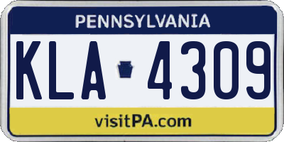 PA license plate KLA4309
