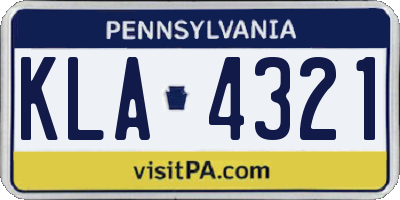 PA license plate KLA4321
