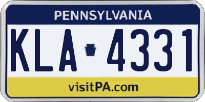 PA license plate KLA4331