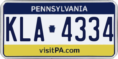 PA license plate KLA4334