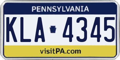 PA license plate KLA4345