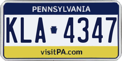 PA license plate KLA4347