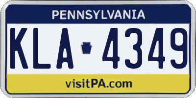 PA license plate KLA4349