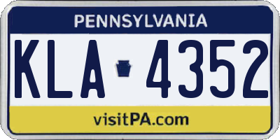 PA license plate KLA4352