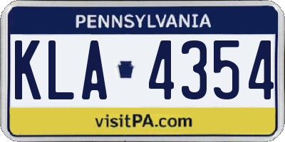 PA license plate KLA4354