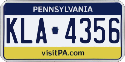 PA license plate KLA4356