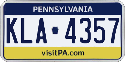 PA license plate KLA4357