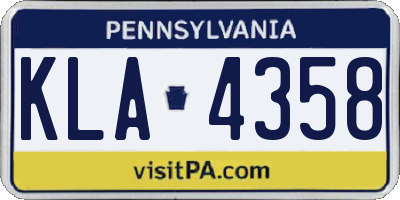 PA license plate KLA4358