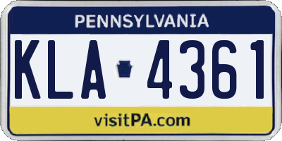 PA license plate KLA4361