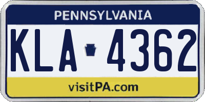 PA license plate KLA4362