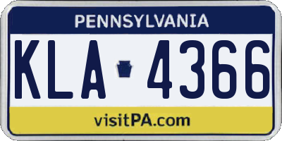 PA license plate KLA4366
