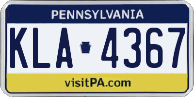 PA license plate KLA4367