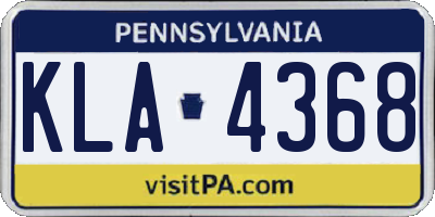 PA license plate KLA4368