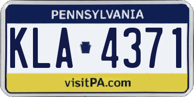 PA license plate KLA4371
