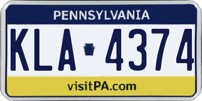 PA license plate KLA4374