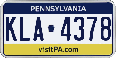 PA license plate KLA4378