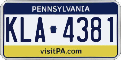 PA license plate KLA4381