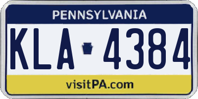 PA license plate KLA4384