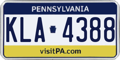PA license plate KLA4388