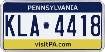 PA license plate KLA4418