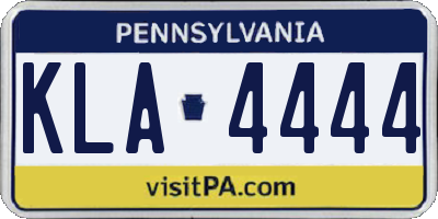 PA license plate KLA4444