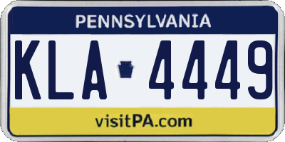 PA license plate KLA4449