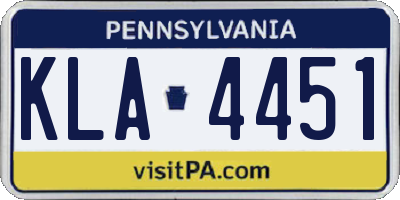 PA license plate KLA4451