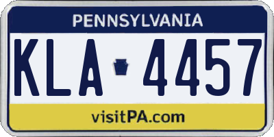 PA license plate KLA4457