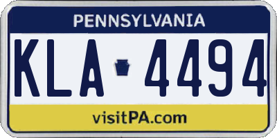 PA license plate KLA4494