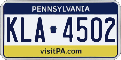 PA license plate KLA4502