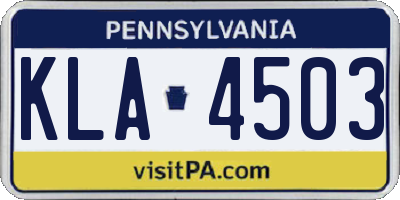 PA license plate KLA4503
