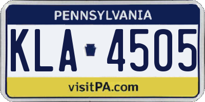 PA license plate KLA4505