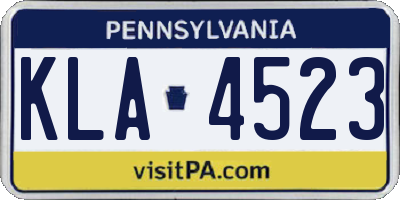 PA license plate KLA4523