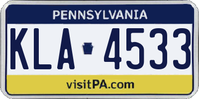 PA license plate KLA4533
