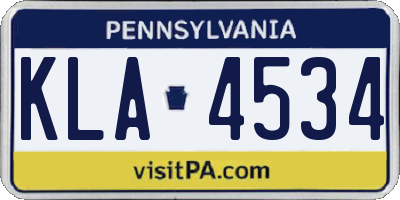 PA license plate KLA4534