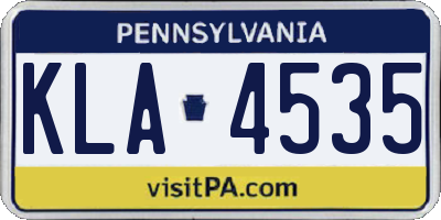 PA license plate KLA4535