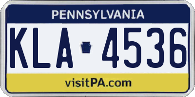 PA license plate KLA4536