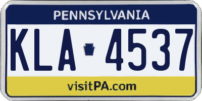 PA license plate KLA4537